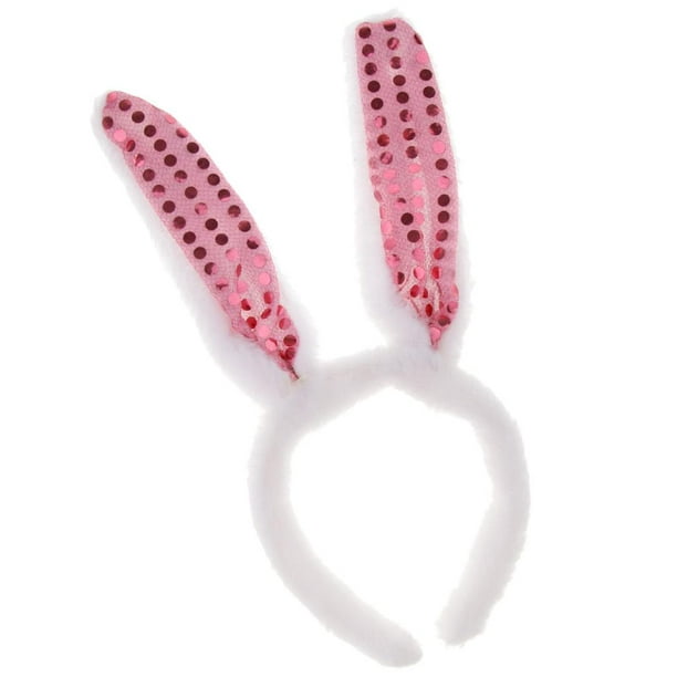 Diadema con orejas de conejo para bebés y niñas, diadema de conejo, diadema  de turbabn, banda para el pelo Halo (rosa)
