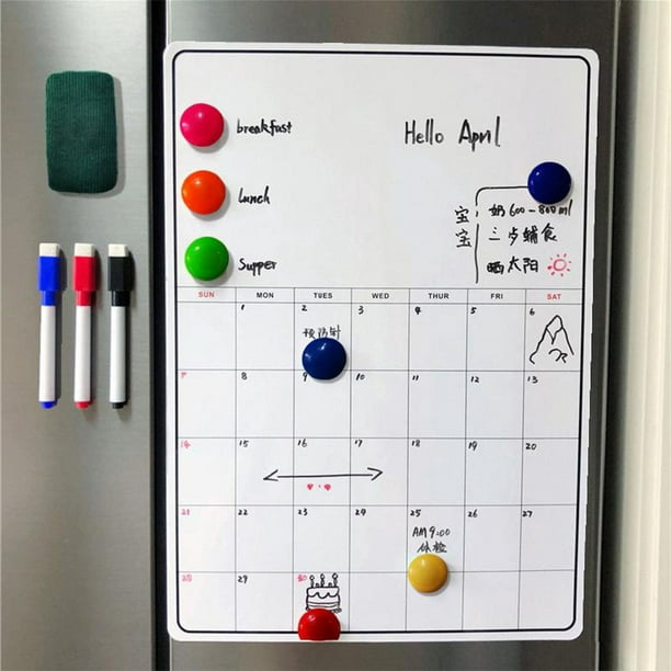 Pizarra de pizarra magnética para refrigerador, pizarra para , Calendario 6  Gloria Tablero de mensajes de calendario de nevera