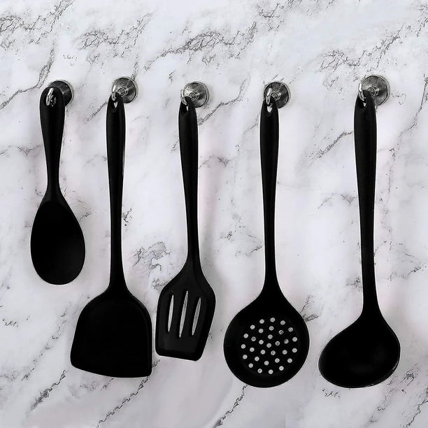 Juego de 5 utensilios de cocina de silicona, espumadera, cocina (negro)  YONGSHENG 9024715687777