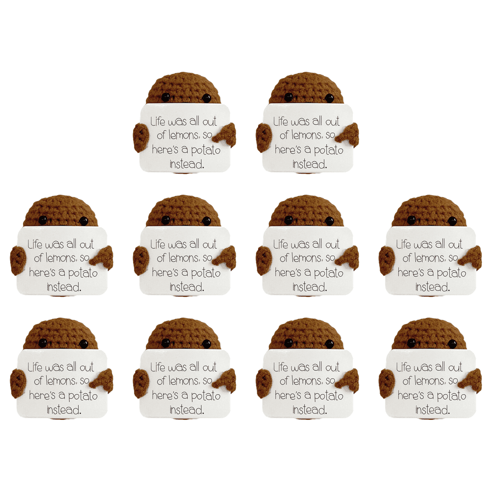Portachiavi Peluche Patata Di Lana Fatto A Mano - Mini Patata Positiva Con Cartoncino Portafortuna, Regalo Simpatico Per Amici E Famiglia