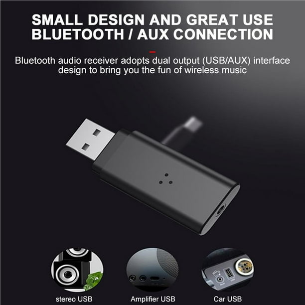 Receptor de audio Bluetooth 5.0 mini estéreo Bluetooth AUXILIAR USB 3.5 mm  conec