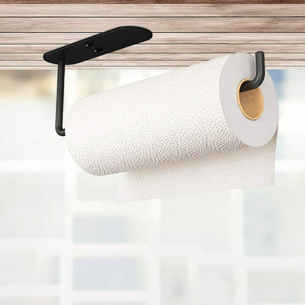 Portarrollos de papel adhesivo para cocina, soporte para papel de cocina  debajo del armario, portarrollos de papel higiénico, soporte para toallas  par negro BLESIY Soporte autoadhesivo