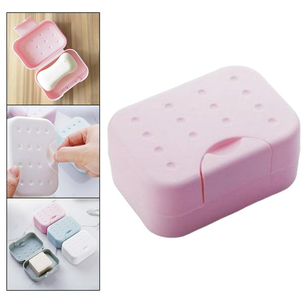 Caja de jabón de viaje, contenedor de jabón de viaje, soporte para jabonera  redondo sellado portátil con tapa y 2 esponjas para jaboneras de baño