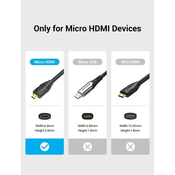 Cable Microhdmi Hdmi 1.8 Metros 4k Definicion Camara Tablet