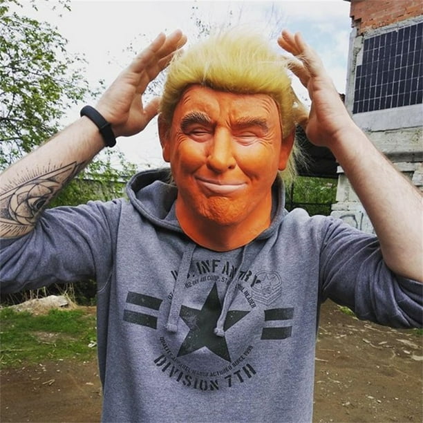 Máscara realista de celebridad de Halloween, máscara de Donald Trump,  máscara de candidato presidencial, máscara de cabeza completa de látex,  tocado para adultos