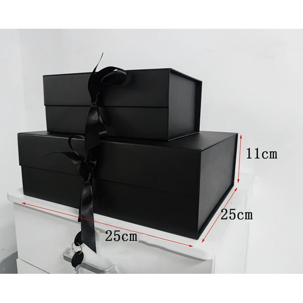 Caja de regalo con tapa magnética, 10.5 x 7.5 x 3 pulgadas, caja negra con  tapa para manualidades, 1 paquete de cajas decorativas para regalo para