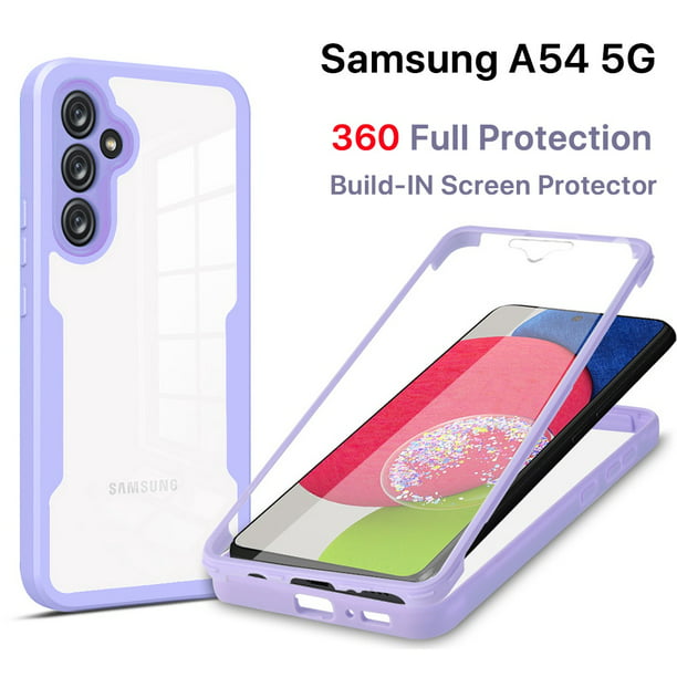 Funda para Samsung Galaxy A54 5G con protector de pantalla (2 paquetes),  [grado militar] [protección a prueba de golpes] [soporte de anillo  integrado]