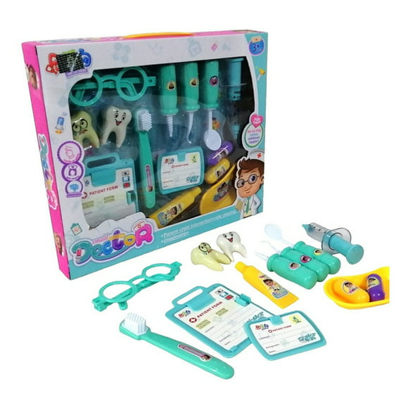 set médico dental de juguete doctor dentista accesorios azul candy toys set médico dental de juguete