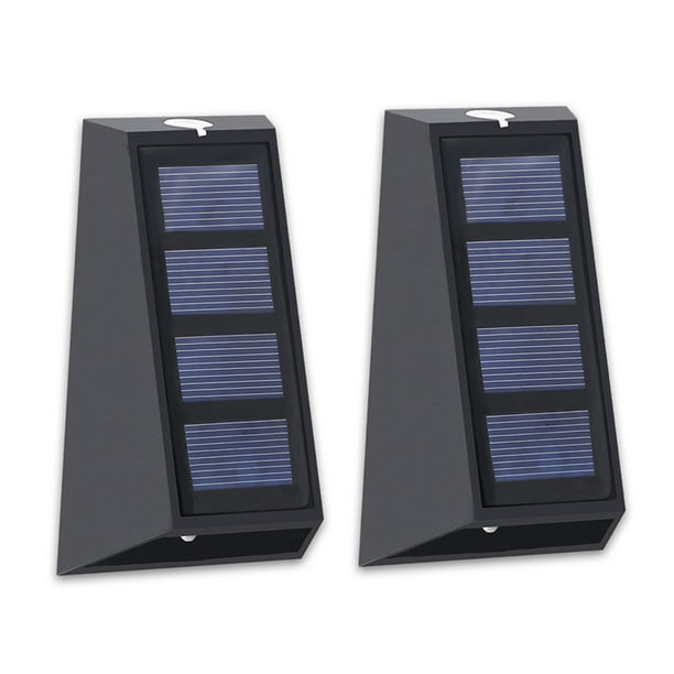Paquete de 2 luces solares de pared para exteriores, impermeables, LED  arriba y abajo, luces solares para exteriores, aplique de pared,  iluminación
