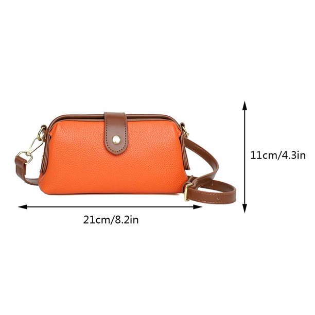 Bolso bandolera 3 cremalleras mujer en piel vacuno color cuero - Origen