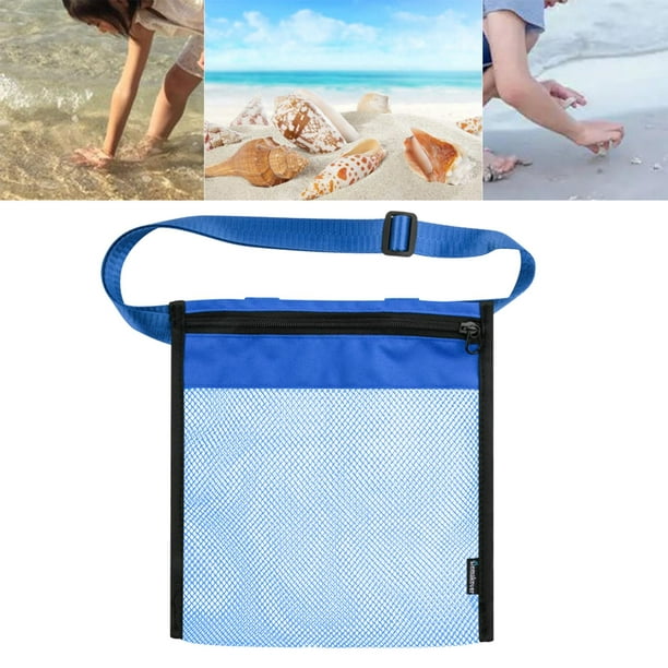 Bolsas y bolsas de playa de malla, bolsa de colección de juguetes de playa  con correa ajustable, bolsa de almacenamiento para piscina para niñas y
