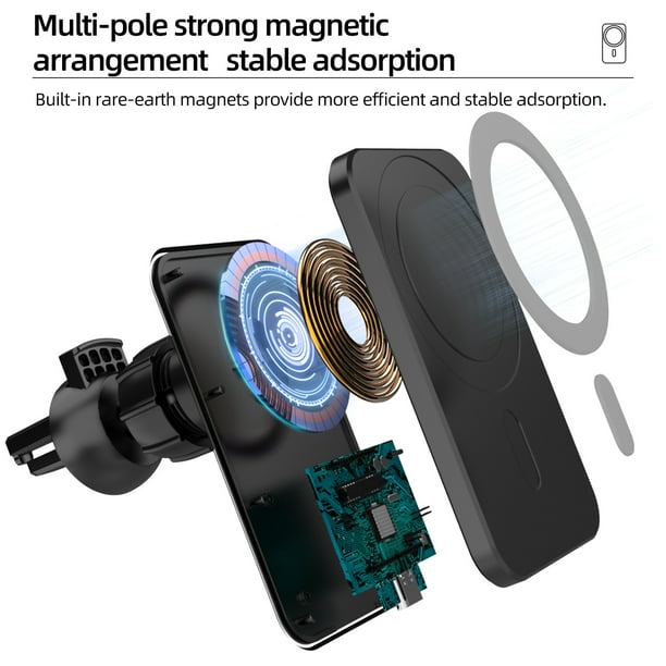 Cargador Magnetico Inalámbrico Auto iPhone 12 13 15w