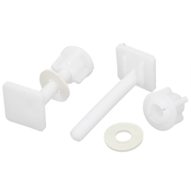 Tornillo universal de plástico blanco para bisagra de asiento de inodoro  para bisagras de asiento de inodoro de montaje superior, paquete de 2