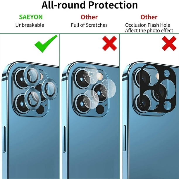 2 x Protector Pantalla Vidrio Templado para Lente de Camara iPhone 12 Pro  Max