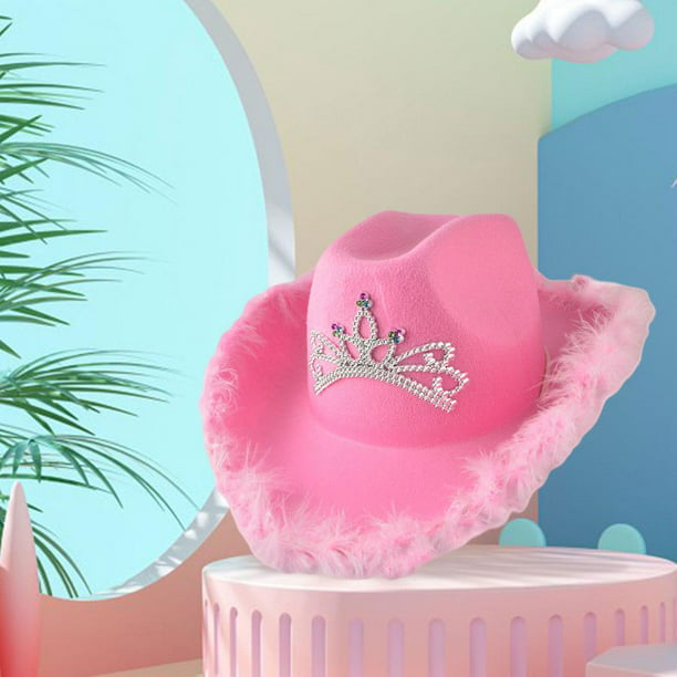 Sombrero vaquero parpadeante de de imitación para novia, ligero, portátil  para , fiestas de disfrace Hugo Sombrero de vaquero