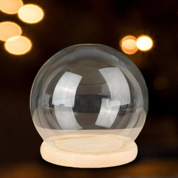 Cupula de cristal base de madera 15*30cm