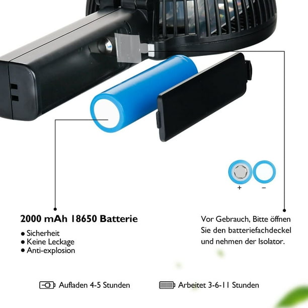 Ventilador USB Mini Ventilador de mano Ventiladores Ventilador con batería  Color (Negro) Adepaton MZQ-0300-3