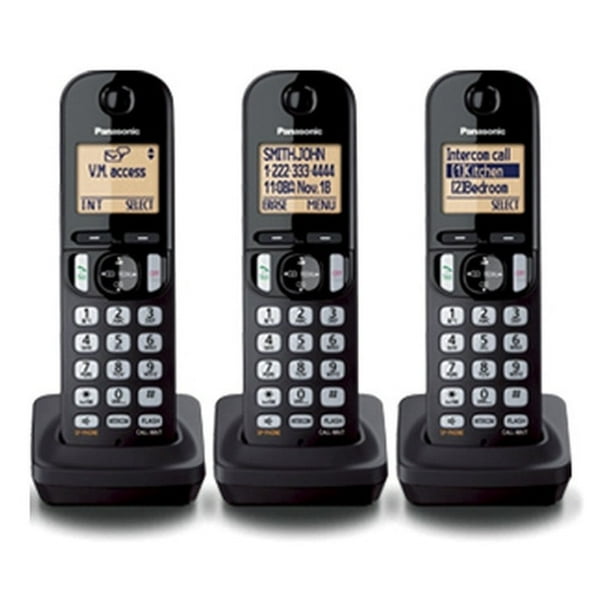 Panasonic KX-TG4133M DECT 6.0 Teléfono inalámbrico con sistema de  contestación, gris metálico, 3 teléfonos