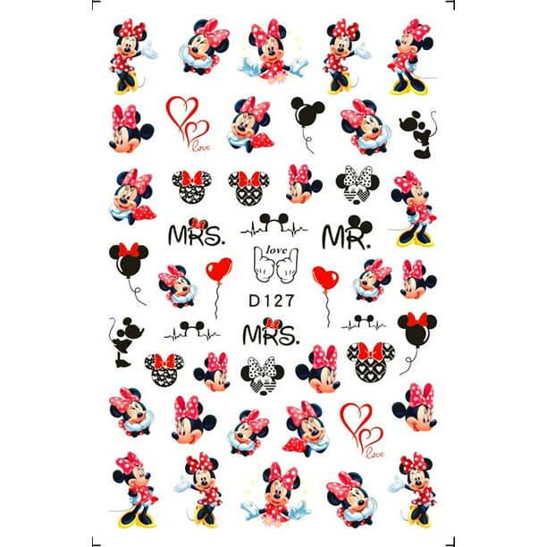 Pegatina 3D de Mickey Mouse para decoración de uñas, calcomanía de dibujos  animados de la princesa de Disney, Stardeloo, piezas de manicura, 1 ud.