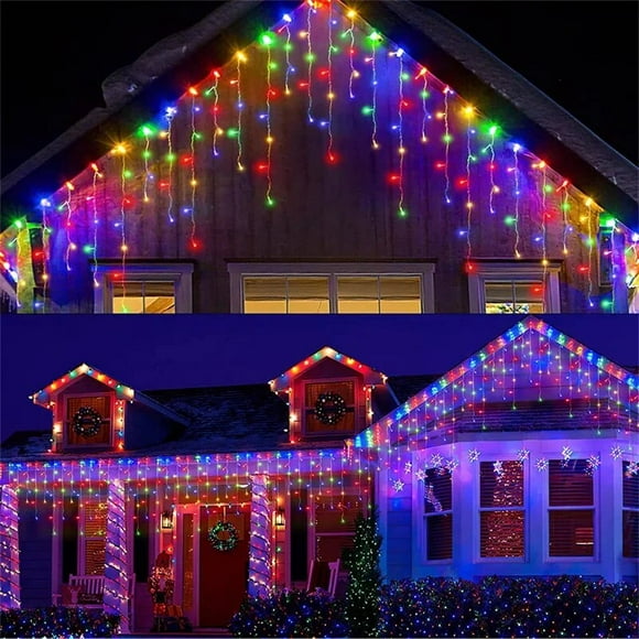 street garland on the house christmas decorations ornaments led festoon icicle oudoor curtain light 2024 new year holiday decor