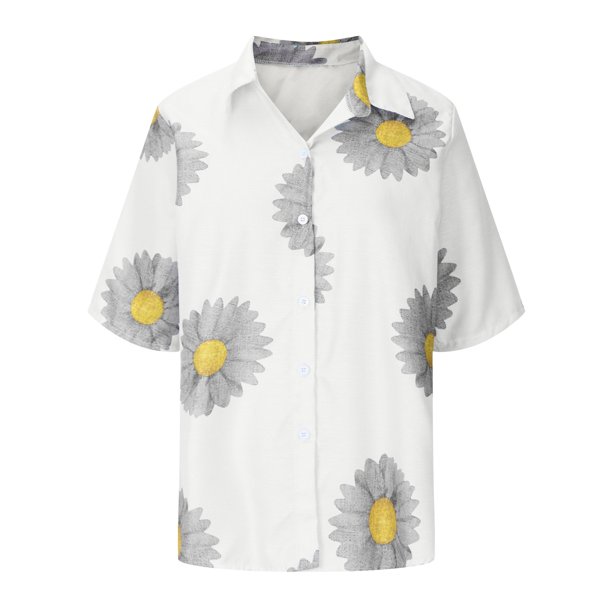 Blusas Para Mujer Blusas Casuales Elegantes Camisas de Moda de Manga Corta  Con Botones Impresos Blusa Superior Odeerbi ODB155672