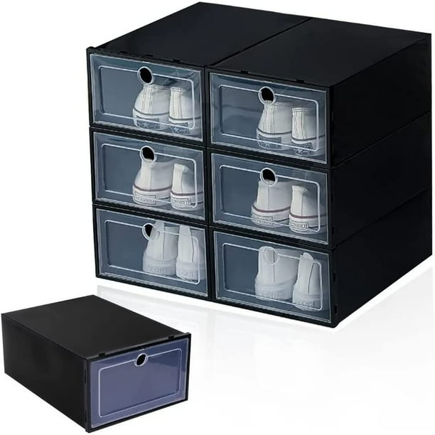 Cajas De Plástico Para Organizar Zapatos Color Negro 12 Pzas