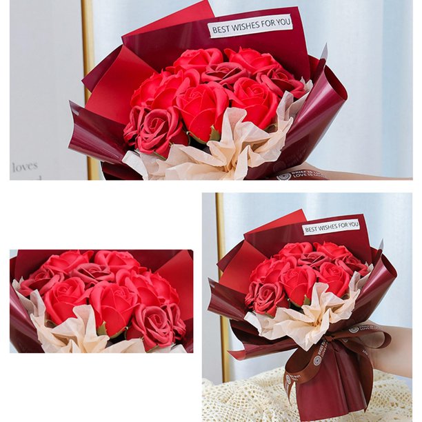 Ramo de rosas artificiales, jabón de baño perfumado para cumpleaños, Día de  San Valentín, día, fiesta, regalo de decoración de bod Soledad Ramo de  flores de jabón