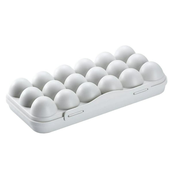 Relaxdays Huevera para 18 Huevos, Organizador para Nevera, Caja con Tapa, 8  x 16,5 x