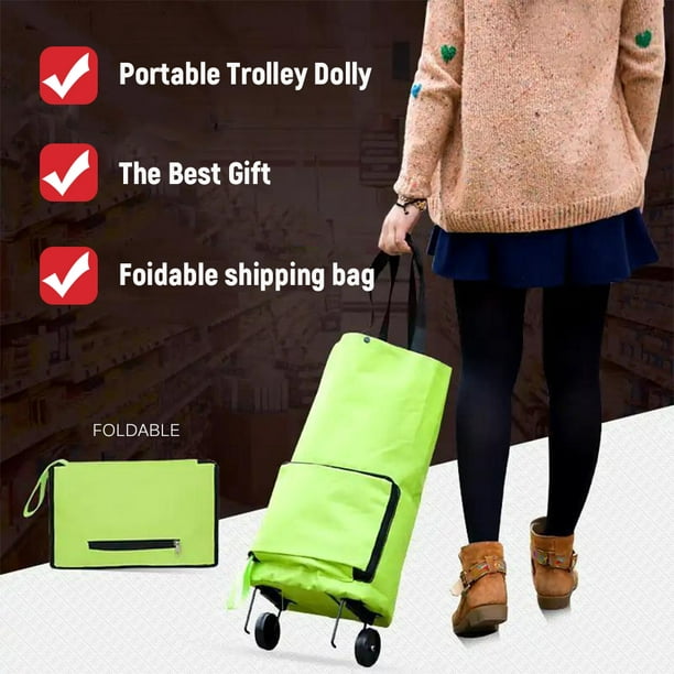Bolsa plegable del carrito de compras con ruedas Carro de compras plegable  Bolsas de supermercado plegables reutilizables Bolsa de viaje verde verde