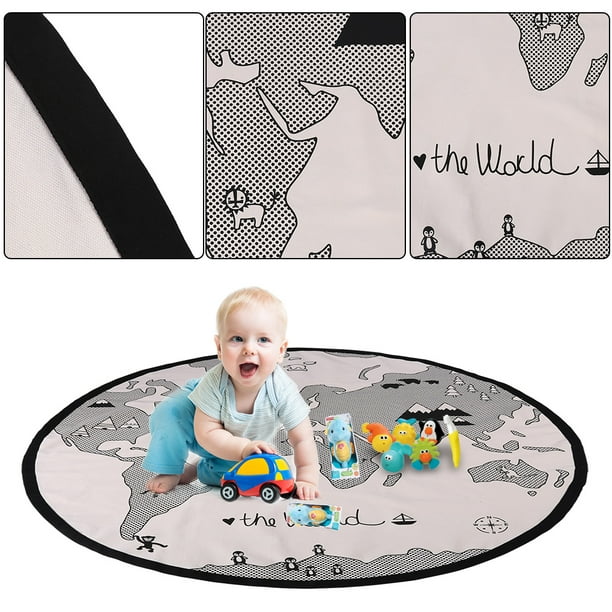 Alfombra redonda para bebé de 135 cm, alfombra para jugar, suelo con mapa  del mundo, alfombra para gatear para niños