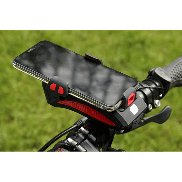 LYDQ Fahrradlicht-Handyhalterung, 4-in-1 Fahrrad-Handyhalterung,  LED-Fahrradscheinwerfer, USB-Ladegerät mit Hupe, wasserdicht für 4-6,3 Zoll  Smartphone Zhivalor OTTO-HJW-0203