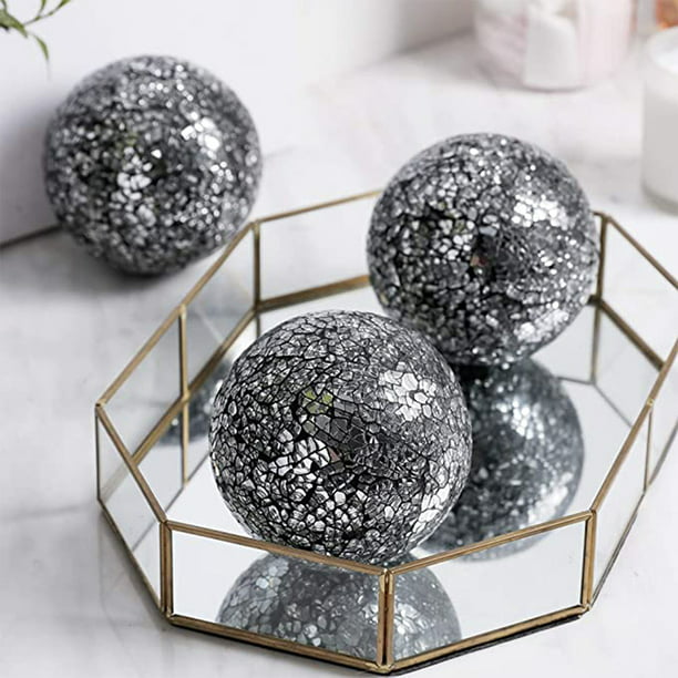 Orbes decorativos, Juego de 3 bolas de esfera de mosaico de cristal de 3,9  pulgadas