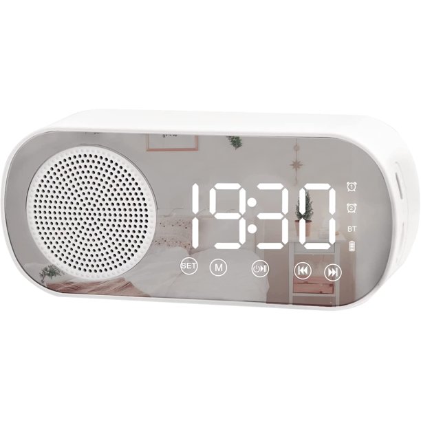 Radio despertador digital Altavoz Bluetooth, blanco Us Plug