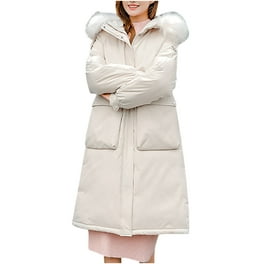Abrigo largo cálido para mujer Sudadera con capucha Chaqueta de cuello  Parkas de invierno delgadas A Fridja po591