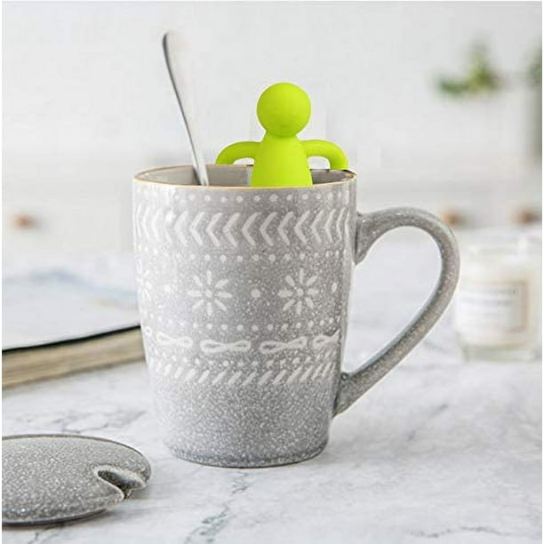 Infusor de té Leden para té de hojas sueltas Bola de colador de té lindo Filtro  de té de malla extra fina de acero inoxidable para taza Mango de silicona  Gris Vhermosa