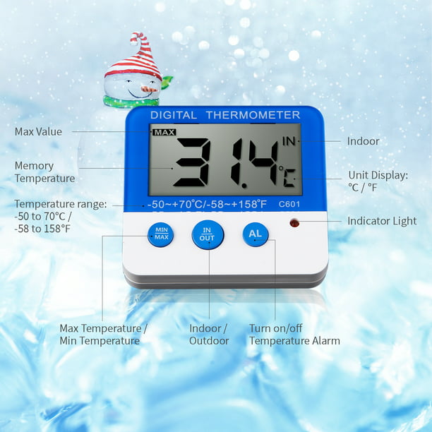 Termómetro digital para nevera y congelador con alarma de temperatura y  función máxima mínima – Termómetro de refrigerador para refrigerador y  congelador Alerta de alarma cuando bajan las temperaturas : Hogar y Cocina  