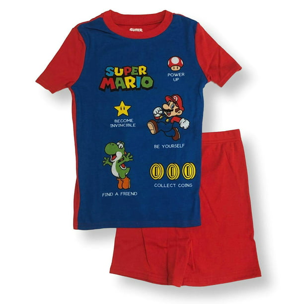 Pijama de algodón Mario para niños Juego de 4 piezas de pijamas de manga  corta Super Mario para niños FamTogether Ropa de dormir