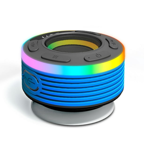 Altavoz de ducha Bluetooth impermeable portátil con ventosa y luces LED,  subwoofer estéreo envolvente 3D