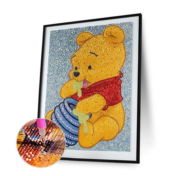 Pintura de diamante de taladro completo DIY de oso de dibujos