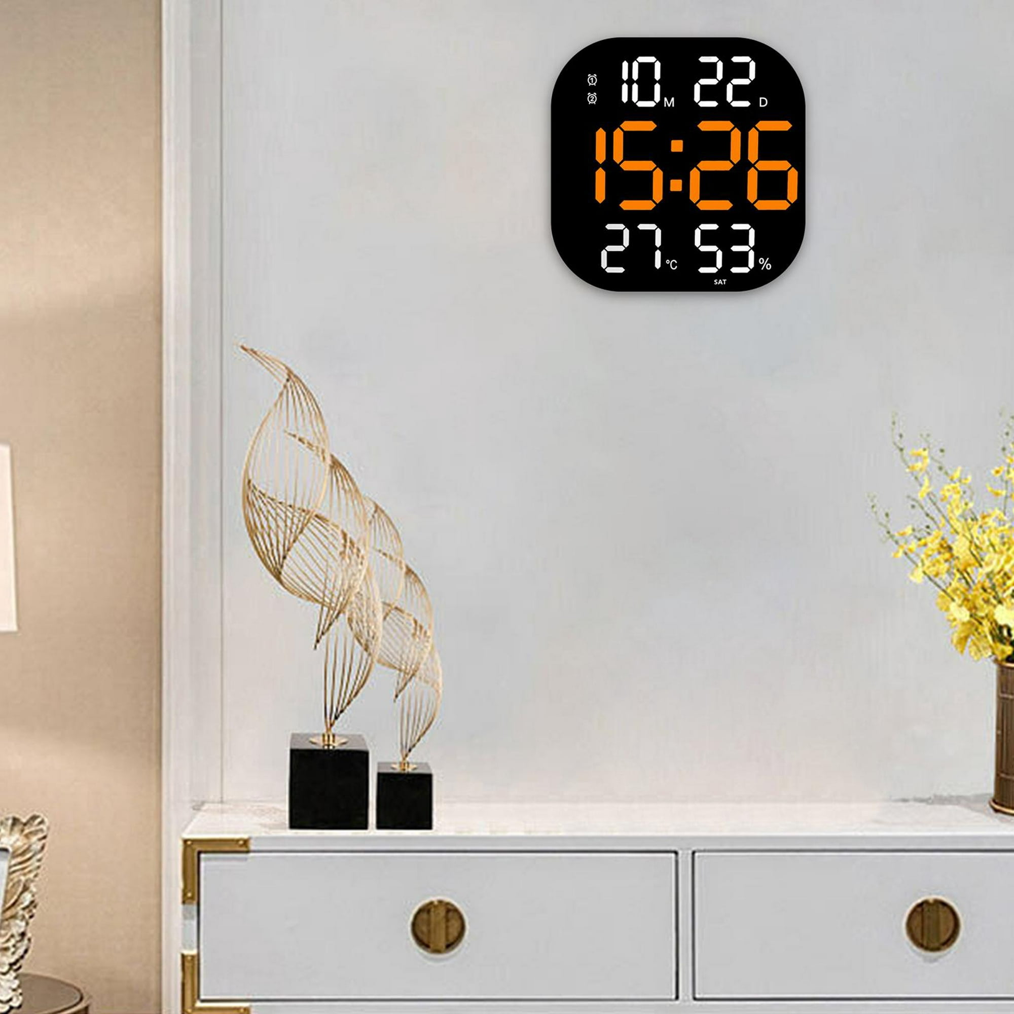 Reloj 1 (XL Naranja y Blanco): Reloj de pared digital grande de dos  colores, Reloj de pared grande, Reloj digital con fecha y día de la semana,  Reloj