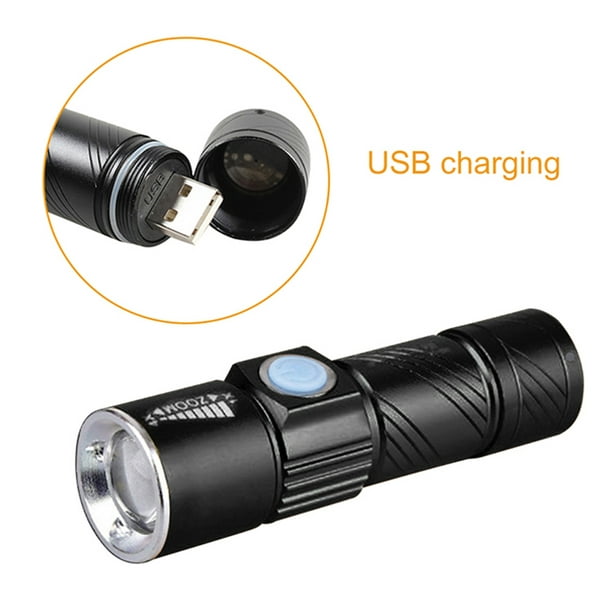 Linterna UV negra, linterna negra recargable por USB con magnético, 1000  lm, luz de trabajo lateral, 7 modos, zoomable, impermeable, antorcha LED  para