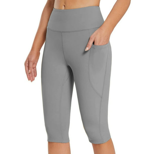 Leggings hasta la rodilla para mujer, cintura alta, Yoga