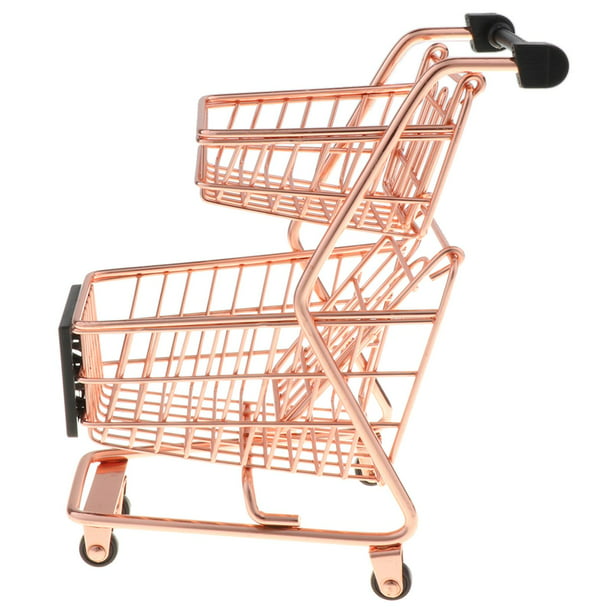 Carrito de compras en miniatura Mini carrito de compras de metal Mini  carrito de supermercado Carrito de compras de doble capa de juguete para