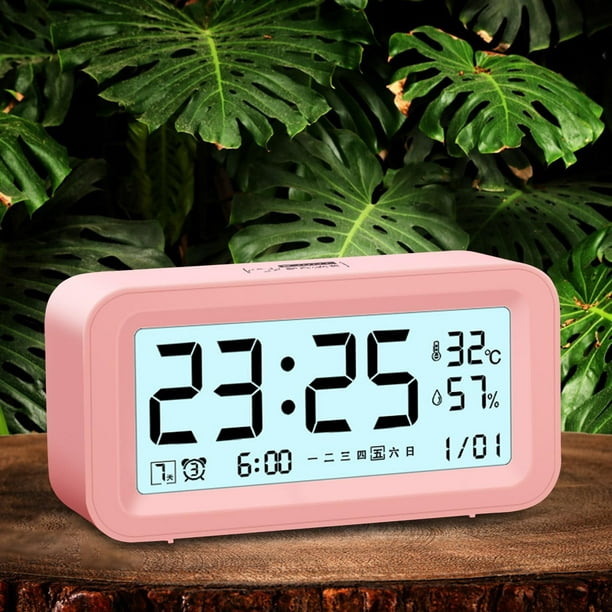 Reloj despertador digital con repetición con temperatura, humedad, fecha,  inteligente, luminoso, vol BLESIY Despertador digital