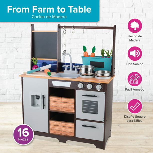 Cocina De Juguete Para Niños Cocinita De madera Para Niñas Cocinita -farm  To Table Kids House COC13FT | Bodega Aurrera en línea