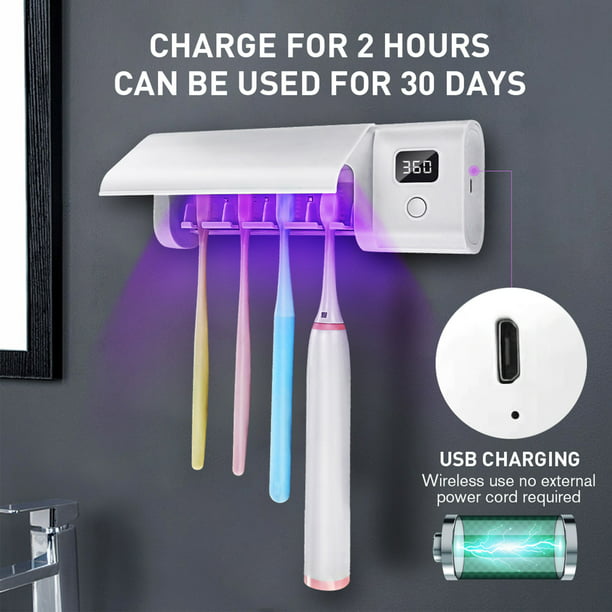 Soporte de cepillo de dientes UV Soporte de desinfectante de cepillo de  dientes eléctrico montado en la pared para yeacher Porta cepillo de dientes