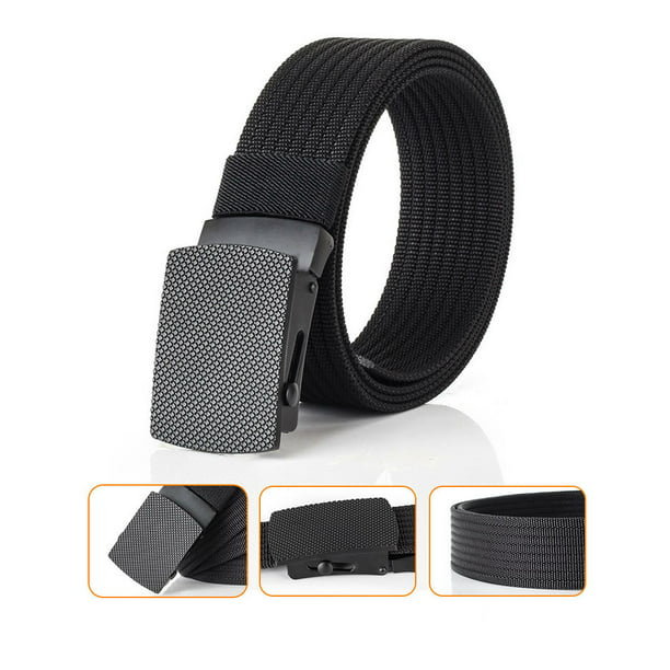 1pc cinturón táctico de nylon con hebilla magnética cinturón trenzado  elástico se puede ajustar libremente (TA04B-1), Negro (balck)