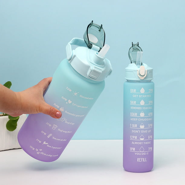 Juego de botellas de agua motivacionales, botella de agua deportiva con  etiqueta engomada portátil reutilizable, vaso de plástico, botella de agua