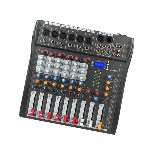 Mezclador de Audio de 6 canales, consola mezcladora de sonido, conector de  micrófono XLR, adaptador de EE. UU. para grabación de escenario de DJ