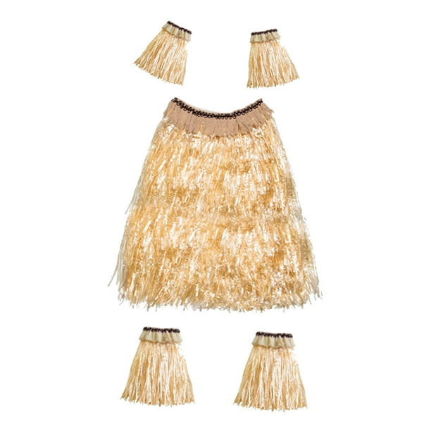 Conjunto de traje de de hierba de traje de mujer elástica para decoraciones  de fiesta Luau Vestido de celebración color paja Salvador falda hawaiana